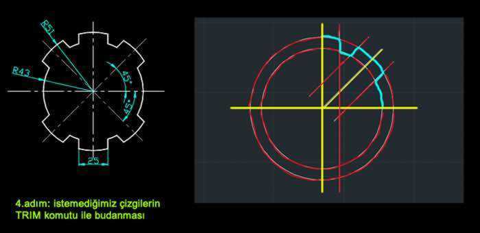 Autocad mirror komutu ile ilgili çalışma